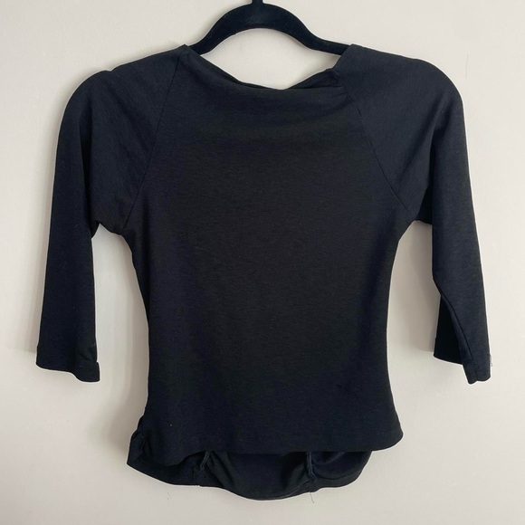Vintage Y2K black stretch top with ruching detail and square neckline M - Picture 4 of 4